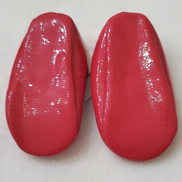 NWT Baby Gap Red Scallop Edge Bow Soft Shoes Baby Girl 6-12 Months - Picture 8 of 9